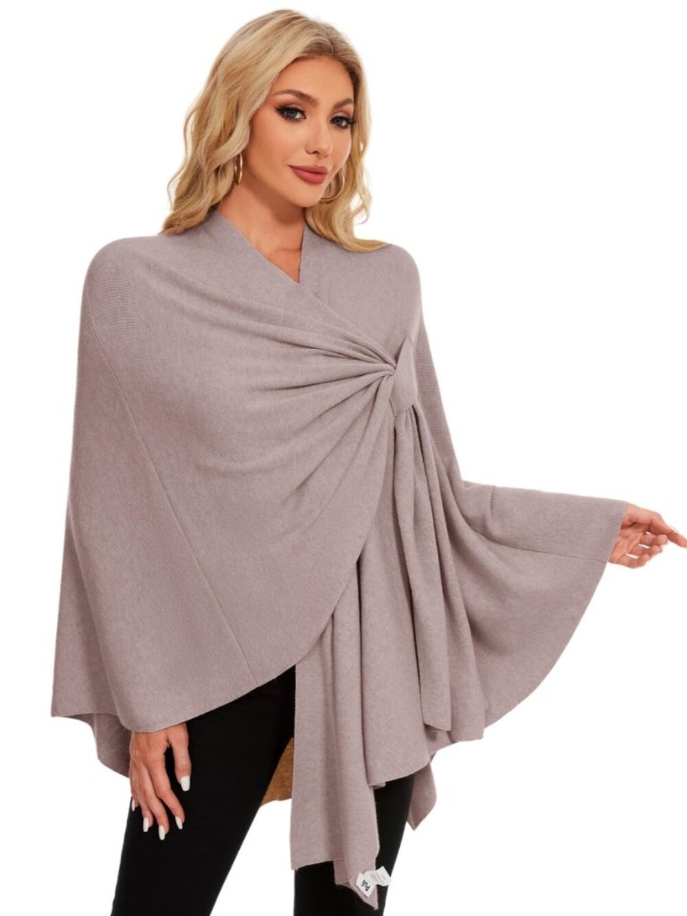 Women Cross Front Shawl Wrap Knit Poncho Cape Warm Travel Wraps
